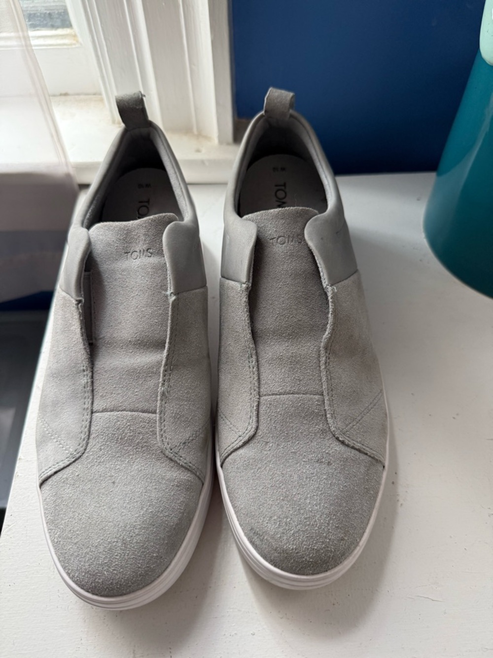 TOMS Slip-On Suede Sneakers in Light Gray - Picture 1 of 3